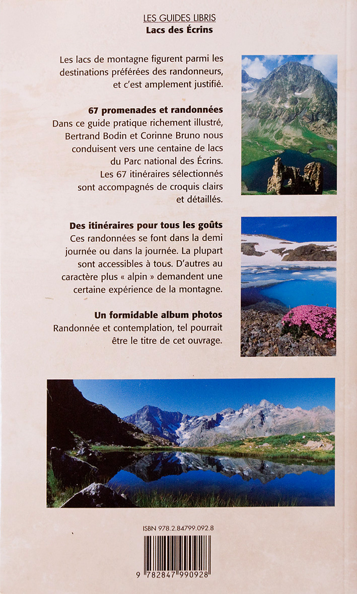Couverture verso Lacs des Ecrins : 67 Promenades et randonnées vers les lacs de montagne