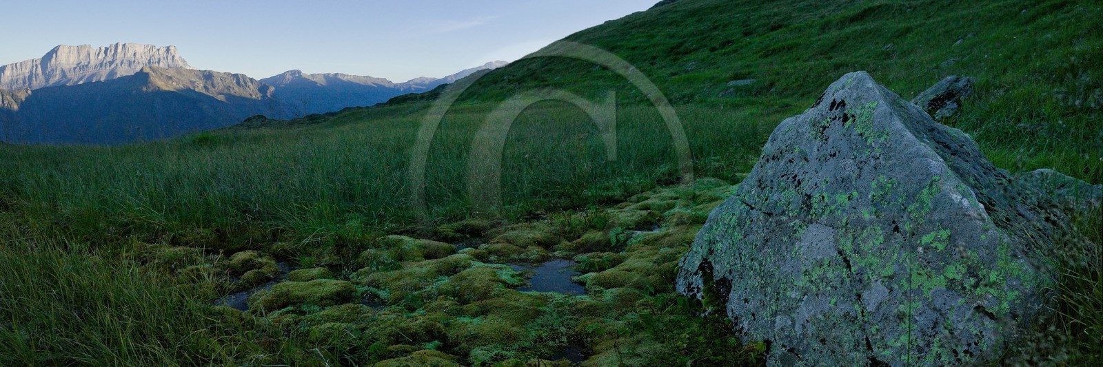 Réserve naturelle de Carlaveyron, col de Bellachat, mare, tourbière, gouille et les Fiz