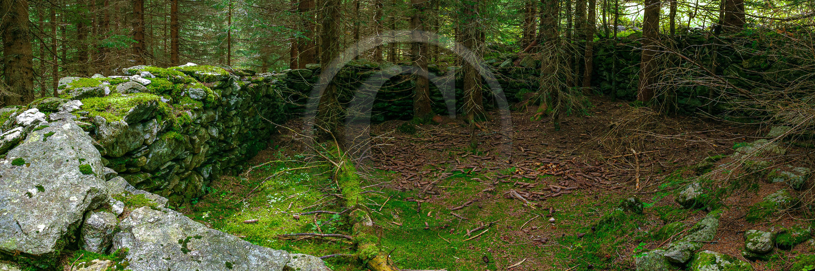 Ruines, vieux mur en pierre sèche